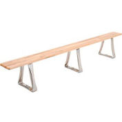 Global Industrial Locker Bench Hardwood Top w/Steel Trapezoid Pedestal, Bolt Down 120x9-1/2x17