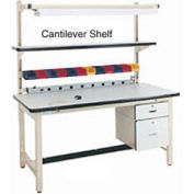72"L x 12"D Plastic Laminate Cantilever Shelf - Blue for Pro-Line Workbench