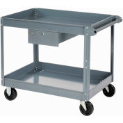 Edsal 2 Shelf Deep Tray Steel Stock Cart 30x16 800 Lb. Capacity with 1 Drawer