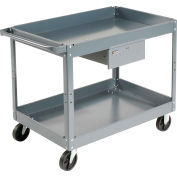Edsal SC2124 2 Shelf Deep Tray Steel Stock Cart 36x24 500 Lb. Cap. with 1 Drawer