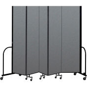 Screenflex Portable Room Divider 5 Panel, 8'H x 9'5"L, Fabric Color: Gray