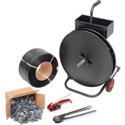 Global Industrial Polypropylene Strapping Kit 1/2"x9000' With Tensioner, Crimper, Seals & Cart