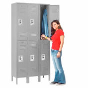 Infinity™ Locker Double Tier 12x12x36 6 Door Ready To Assemble Gray