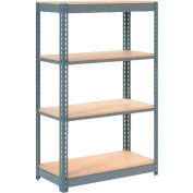 Heavy Duty Shelving 48"W x 24"D x 60"H With 4 Shelves - Wood Deck - Gray