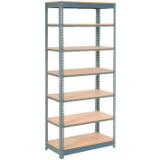 Heavy Duty Shelving 36"W x 18"D x 84"H With 7 Shelves - Wood Deck - Gray