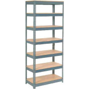 Global Industrial™ Extra Heavy Duty Shelving 36"W x 12"D x 84"H With 7 Shelves, Wood Deck, Gry