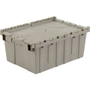 Global Industrial Plastic Attached Lid Shipping & Storage Container 21-7/8x15-1/4x9-11/16 GRY