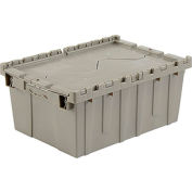 Global Industrial&#153; Plastic Attached Lid Shipping & Storage Container 21-7/8x15-1/4x9-11/16 GRY