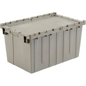 Global Industrial™ Plastic Attached Lid Shipping & Storage Container 25-1/4x16-1/4x13-3/4 Gray