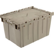 Global Industrial Plastic Shipping/Storage Tote w/Attached Lid, 23-3/4"x19-1/4"x12-1/2", Gray