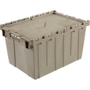 Global Industrial&#153; Plastic Shipping/Storage Tote w/Attached Lid, 23-3/4&quot;x19-1/4&quot;x12-1/2&quot;, Gray