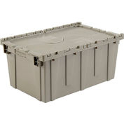 Global Industrial&#153; Shipping & Storage Container w/Attached Lid, 27-3/16&quot;x16-5/8&quot;x12-1/2&quot;, Gray