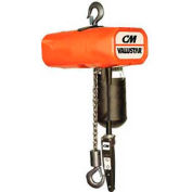 CM Valustar 1 Ton, Electric Chain Hoist W/ Chain Container, 10' Lift, 8 FPM, 115V