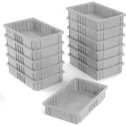Global Industrial Plastic Dividable Grid Container DG92035,16-1/2"L x 10-7/8"W x 3-1/2"H, Gray - Pkg Qty 12