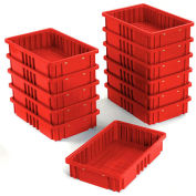 Global Industrial™ Plastic Dividable Grid Container DG92035,16-1/2"L x 10-7/8"W x 3-1/2"H, Red - Pkg Qty 12