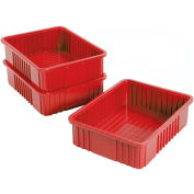 Global Industrial Plastic Dividable Grid Container - DG93060, 22-1/2"L x 17-1/2"W x 6"H, Red - Pkg Qty 3
