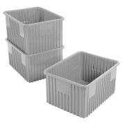 Global Industrial Plastic Dividable Grid Container - DG93120, 22-1/2"L x 17-1/2"W x 12"H, Gray - Pkg Qty 3