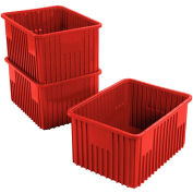 Global Industrial™ Plastic Dividable Grid Container - DG93120, 22-1/2"L x 17-1/2"W x 12"H, Red - Pkg Qty 3