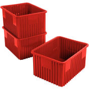 Global Industrial Plastic Dividable Grid Container - DG93120, 22-1/2"L x 17-1/2"W x 12"H, Red - Pkg Qty 3
