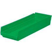 Global Industrial Plastic Nesting Storage Shelf Bin 8-3/8"W x 23-5/8"D x 4"H Green - Pkg Qty 6