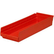 Global Industrial Plastic Nesting Storage Shelf Bin 8-3/8"W x 23-5/8"D x 4"H Red - Pkg Qty 6