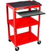 Luxor Red Adjustable Steel Workstation With Sliding Keyboard Shelf