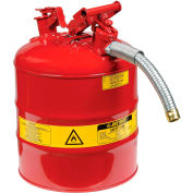 Justrite® Type II AccuFlow Steel Safety Can - 5 Gallon, With 1" Metal Hose, 7250130