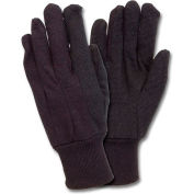 Brown Jersey Gloves With Grip Dots, 12 Pairs/Pack
