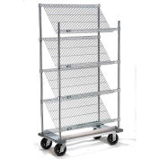 Slant Wire Shelving Truck - 4 Shelves With Dolly Base - 36"W x 18"D x 70"H
