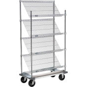 Slant Wire Shelving Truck - 4 Shelves With Dolly Base - 48"W x 24"D x 70"H