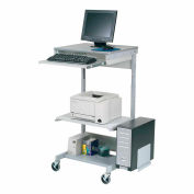 Global Industrial™ Mobile Computer Workstation with Printer Shelf and CPU Holder, Gray