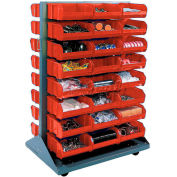 Global Industrial™ Mobile Double Sided Floor Rack - 48 Red Stacking Bins 36 x 54