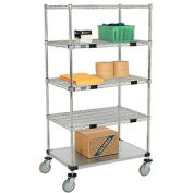 Nexel® Open Sided Wire Stock Picker Truck 5 Wire 1 Galvanized Shelf 800 Lb Cap