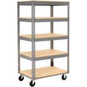 Global Industrial® Boltless Shelf Truck, 5 Shelves, Poly Casters, 48"L x 24"W x 65"H, Gray