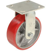 Heavy Duty Rigid Plate Caster 6" Polyurethane Wheel 800 lb. Capacity