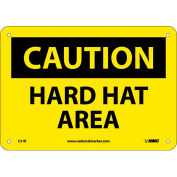 Safety Signs - Caution Hard Hat Area - Rigid Plastic 7"H X 10"W