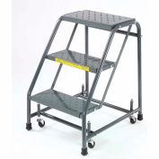 Perforated 16"W 3 Step Steel Rolling Ladder 10"D Top Step - 318P
