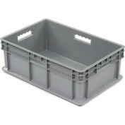 Akro-Mils Straight Wall Container 37688 Solid Sides & Base 23-3/4"L x 15-3/4"W x 8-1/4"H, Gray - Pkg Qty 4