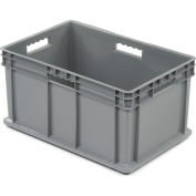 Akro-Mils Straight Wall Container 37682 Solid Sides & Base 23-3/4"L x 15-3/4"W x 12-1/4"H, Gray - Pkg Qty 3