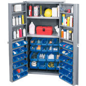 Global Industrial Bin Cabinet Deep Door 72 BL Bin, Shelves, 16 Ga Unassembled Cabinet 38x24x72