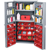 Global Industrial Bin Cabinet Deep Door 72 RD Bin, Shelves, 16 Ga Unassembled Cabinet 38x24x72
