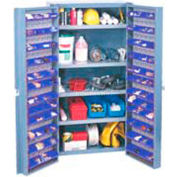 Global Industrial Bin Cabinet Deep Door 96 BL Bin, Shelves, 16 Ga Unassembled Cabinet 38x24x72