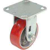 Heavy Duty Rigid Plate Caster 4" Polyurethane Wheel 600 Lb. Capacity