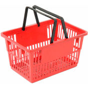 Plastic Shopping Basket with Plastic Handle, Large, 19-3/8"L X 13-1/4"W X 10"H, Red, Good L ® - Pkg Qty 12