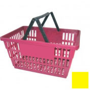 Plastic Shopping Basket with Plastic Handle, Large,19-3/8"L X 13-1/4"W X 10"H, Yellow, Good L ® - Pkg Qty 12