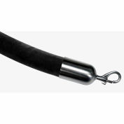 Tensator Safety Crowd Control Queue Black Velour 6' Rope With Satin Chrome Snap Ends