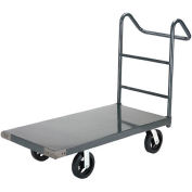 Steel Deck Platform Truck 36 x 24 2400 Lb. Capacity 8" Rubber Casters with Ergo Handle