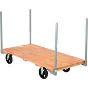 Stake Handle Hardwood Deck Platform Truck 60 x 30 2400 Lb. Capacity 8" Rubber Casters