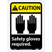 Graphic Signs - Caution Safety Gloves Required - Plastic 7"W X 10"H
