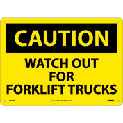 Safety Signs - Caution Watch Out Forklift Trucks - Rigid Plastic 10"H X 14"W